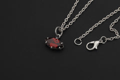 Garnet Marquise Pendant Necklace 925 Silver Claw Set Crystal Jewelry Shiny Sand Texture January Birthstone Root Chakra