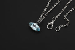 Claw Set Blue Topaz Eye Pendant 925 Sterling Silver Marquise Faceted Necklace Oxidized Sand Texture Throat Chakra December Birthstone Gift