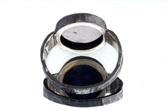 Round Flat Lapiz Lazuli Old cut - Unisex / Men - Large Crystal Ring - Size 13 - 925 Sterling Silver - Hammer Textured & Oxidised