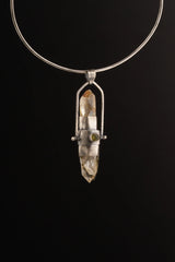 Catherine Additional - Australian Lithium Quartz, Clear Green Inclusion Quartz, Black Pyrite & Peridot Spinning Pendant, Sterling Silver