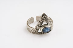 Moonstone Adjustable Open Ring- 925 Sterling Silver – Made to Order, Chakra Healing Jewelry, Unique Gift with Hammered or Brushed Finish