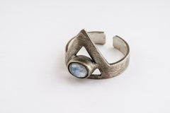 Moonstone Adjustable Open Ring- 925 Sterling Silver – Made to Order, Chakra Healing Jewelry, Unique Gift with Hammered or Brushed Finish
