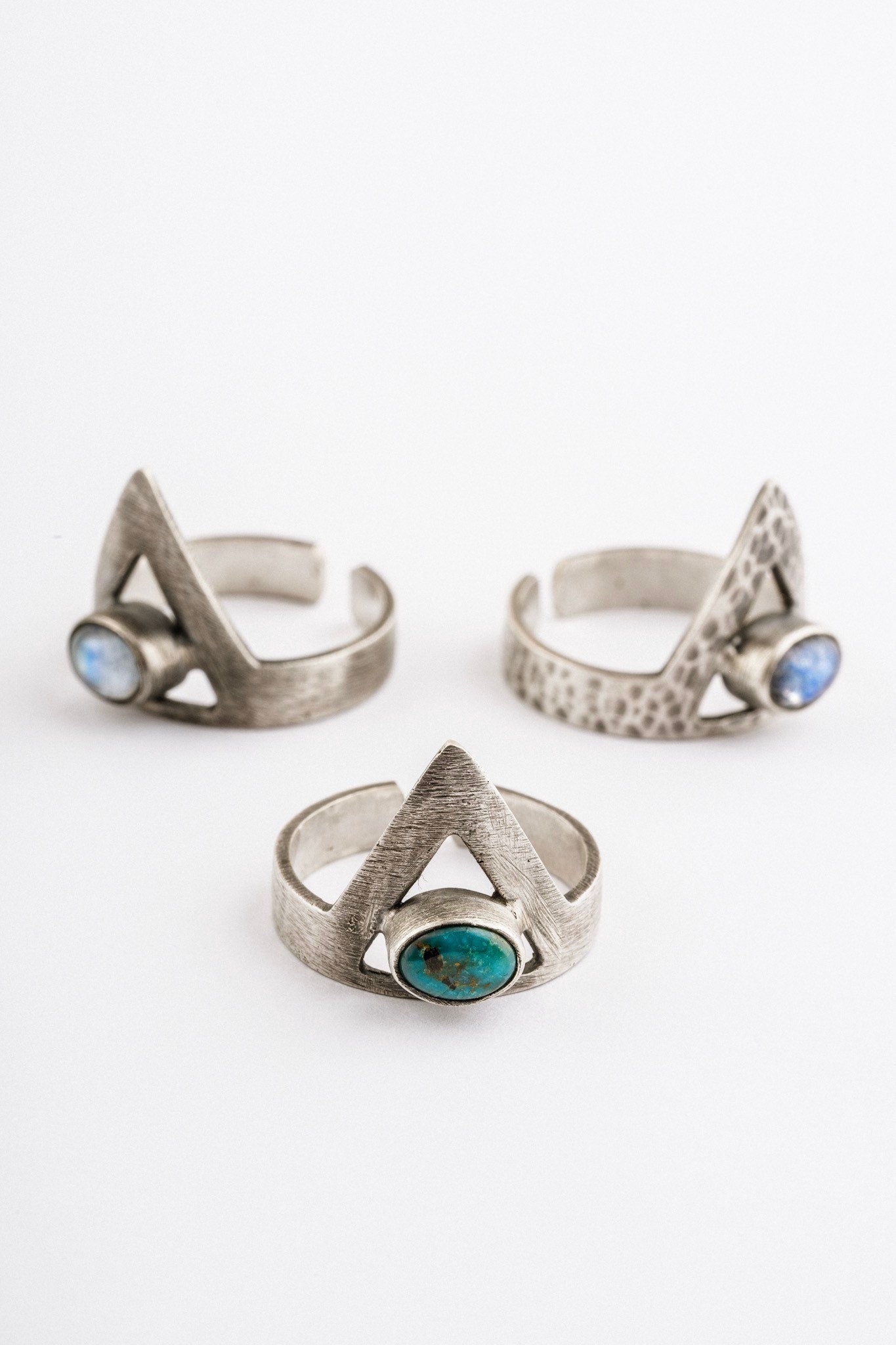 Herkimer Diamond Quartz - Hammered OR Brushed & Oxidised Finish - 925 Sterling Silver - Adjustable Open Ring - Made to Order
