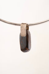 Australian Sparkly Boulder Opal - 925 Sterling Silver - Silver Dust Textured Pin Pendant Setting - Neckpiece N/3