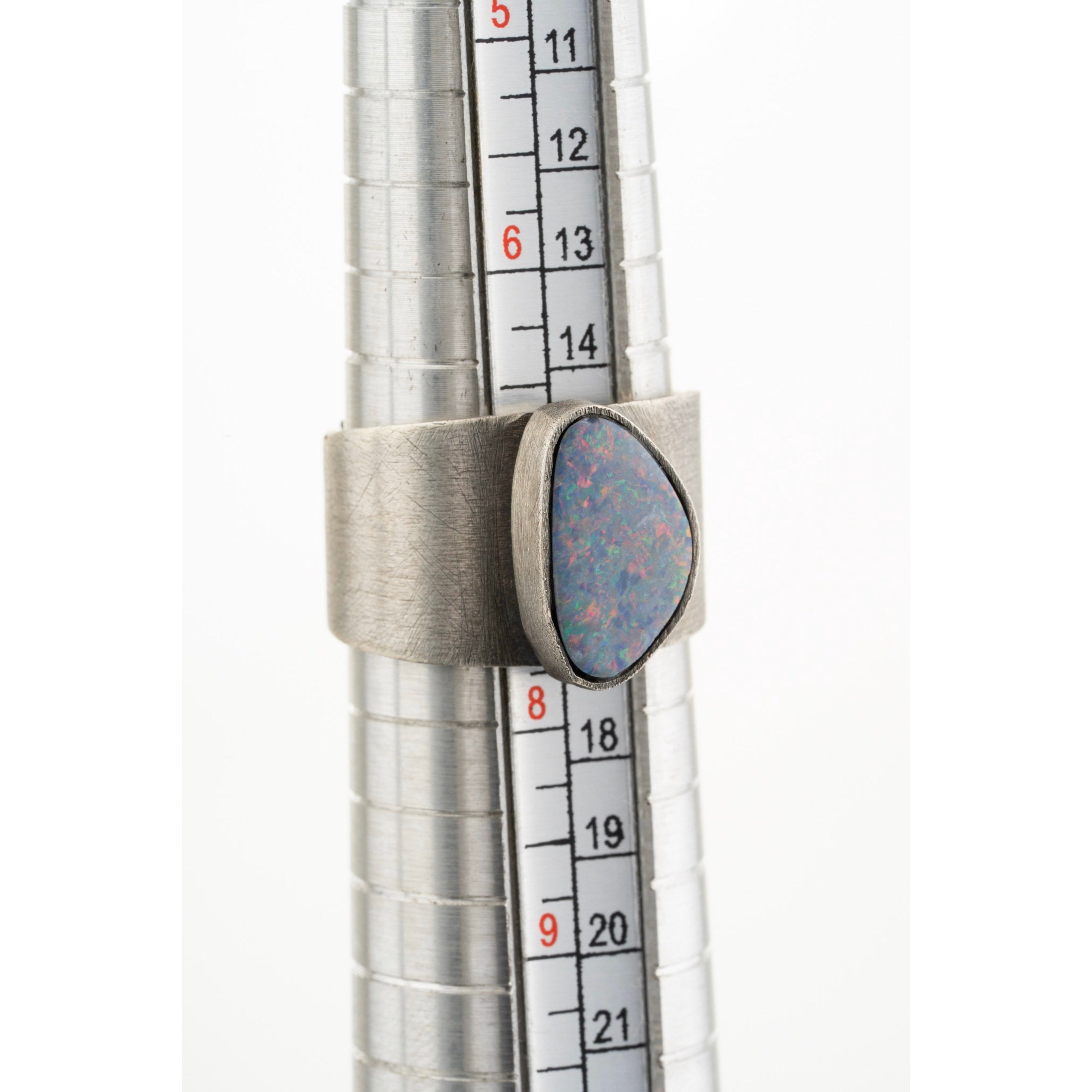 Made to Order - Solid Adjustable Textured & Oxidised - Sterling Silver Opal Ring