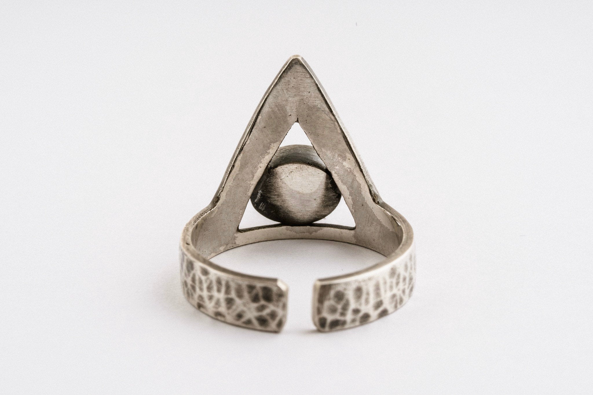 Moonstone Adjustable Open Ring- 925 Sterling Silver – Made to Order, Chakra Healing Jewelry, Unique Gift with Hammered or Brushed Finish