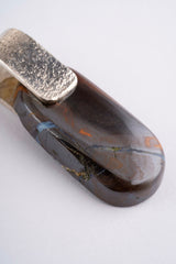 Australian Sparkly Boulder Opal - 925 Sterling Silver - Silver Dust Textured Pin Pendant Setting - Neckpiece N/3