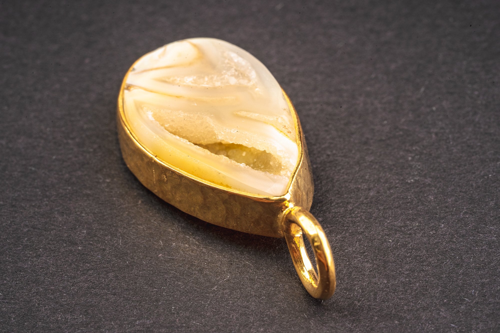 Fossilized Druzy Shell Pendant: Gold Plated Sterling Silver, Artisan Necklace