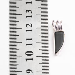Small Onyx triangle tooth - Sterling 925 Silver Setting - Crystal Pendant Neckpiece