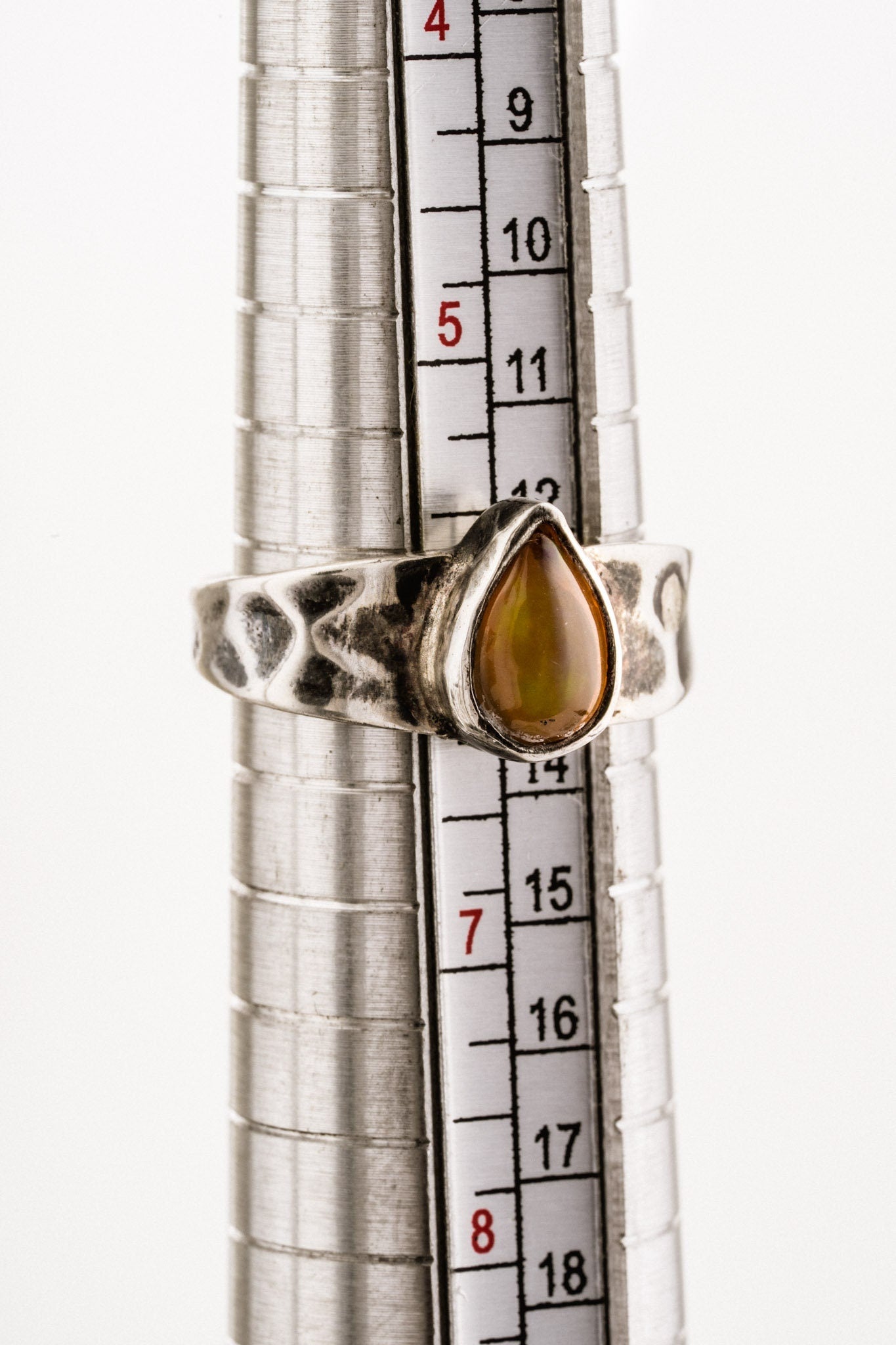 Beautiful High grade super fiery Ethiopian Opal Size 6 - Solid 925 Sterling Silver Ring - Hammer Textured & Oxidised No.