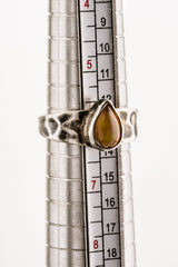 Beautiful High grade super fiery Ethiopian Opal Size 6 - Solid 925 Sterling Silver Ring - Hammer Textured & Oxidised No.