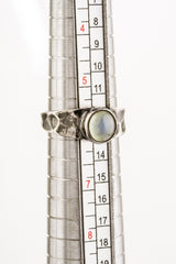 Beautiful Cats eye Moonstone - Solid 925 Sterling Silver Ring - Hammer Textured & Oxidised No. 1
