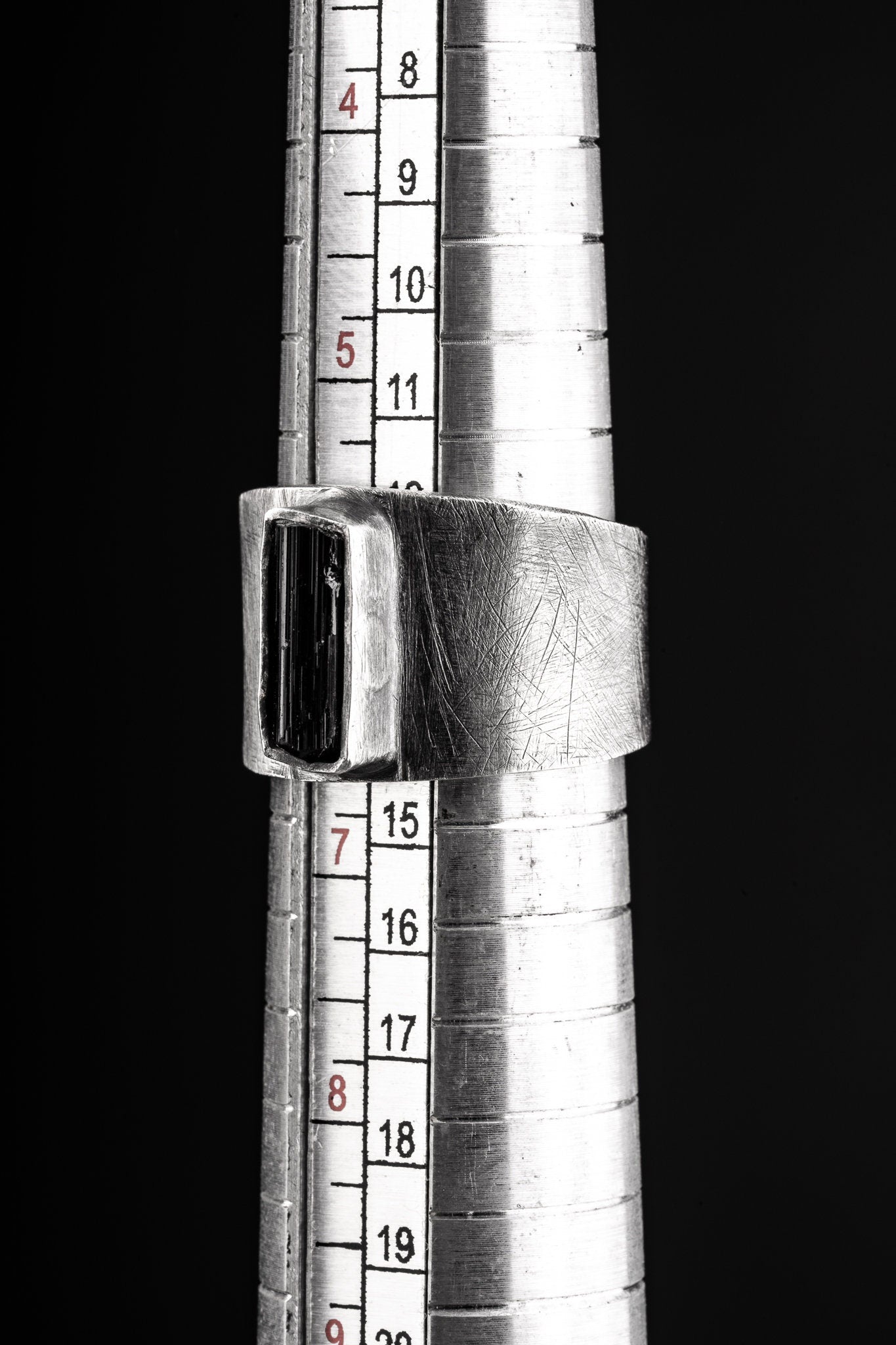 Made to order - Raw Black Tourmaline - Adjustable Unisex Ring - Size US 5-12 - Sterling Silver - Solid Brush Textured & Oxidised