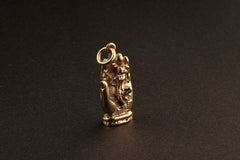 Pra Urai Buddha Hand holding Monkey God Subduing Mara Demons - Gold Plated Brass Cast - Pendant Necklace