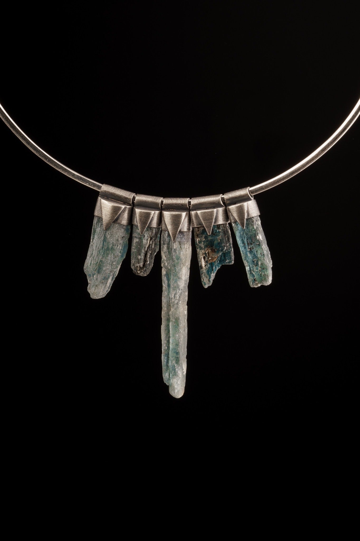 Nepalese Laser Quartz Point Pendant: Oxidized Sterling Silver, Chloride Inclusion