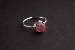 Raw Ruby - Fine 925 Sterling Silver - Size US 5