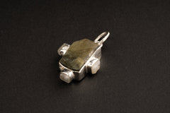 Raw Labradorite Moonstone Pendant: Hammered Sterling Silver Healing Necklace