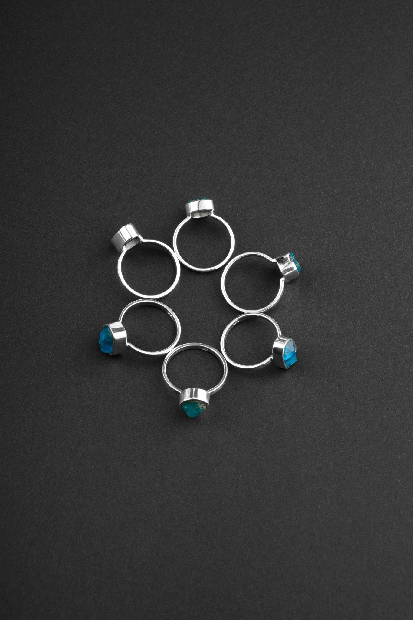 Raw Blue Apatite Ring in Sterling Silver – Handmade Crystal Stack Ring, Healing Throat Chakra Jewelry, Made to Order Size 5–9