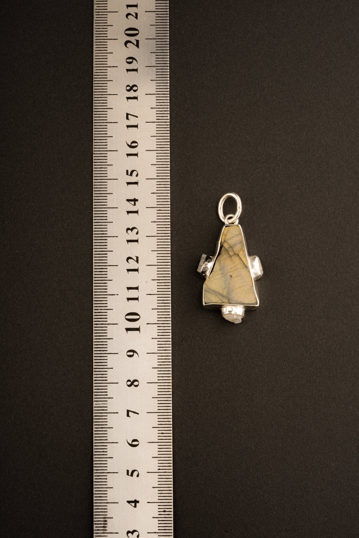 Raw Rainbow Labradorite & Raw Blue Moonstone Multistone Pendant, Hammer Textured Sterling Silver, Third Eye Chakra, Emotional Healing ,Gift