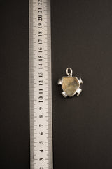 Raw Rainbow Labradorite & Raw blue Moonstone - Multistone Hammer textured Sterling Silver - Crystal Pendant Necklace