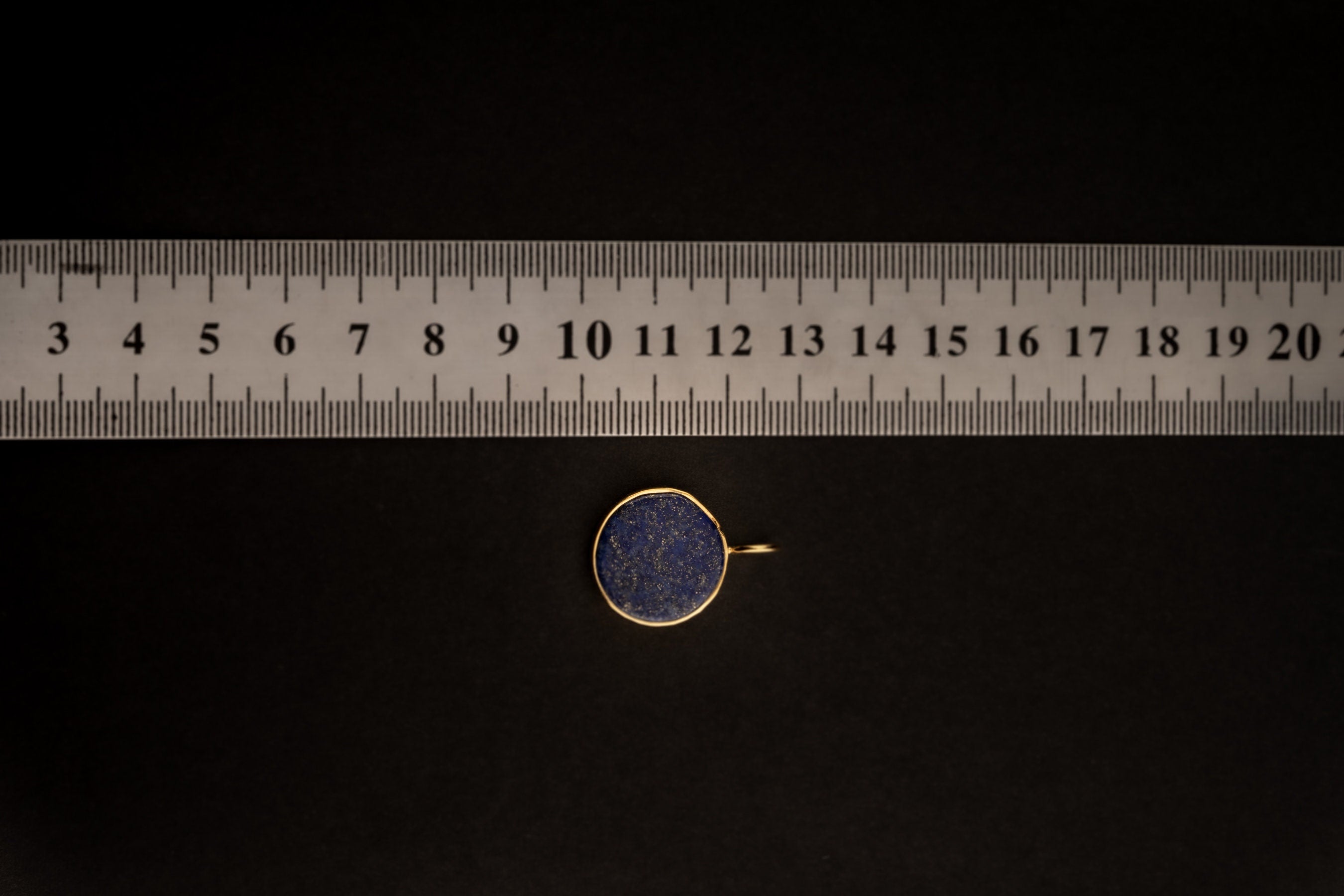 One Round Cut Lapis Lazuli Necklace - Gold Plated Textured Sterling Silver - Crystal Charm Pendant