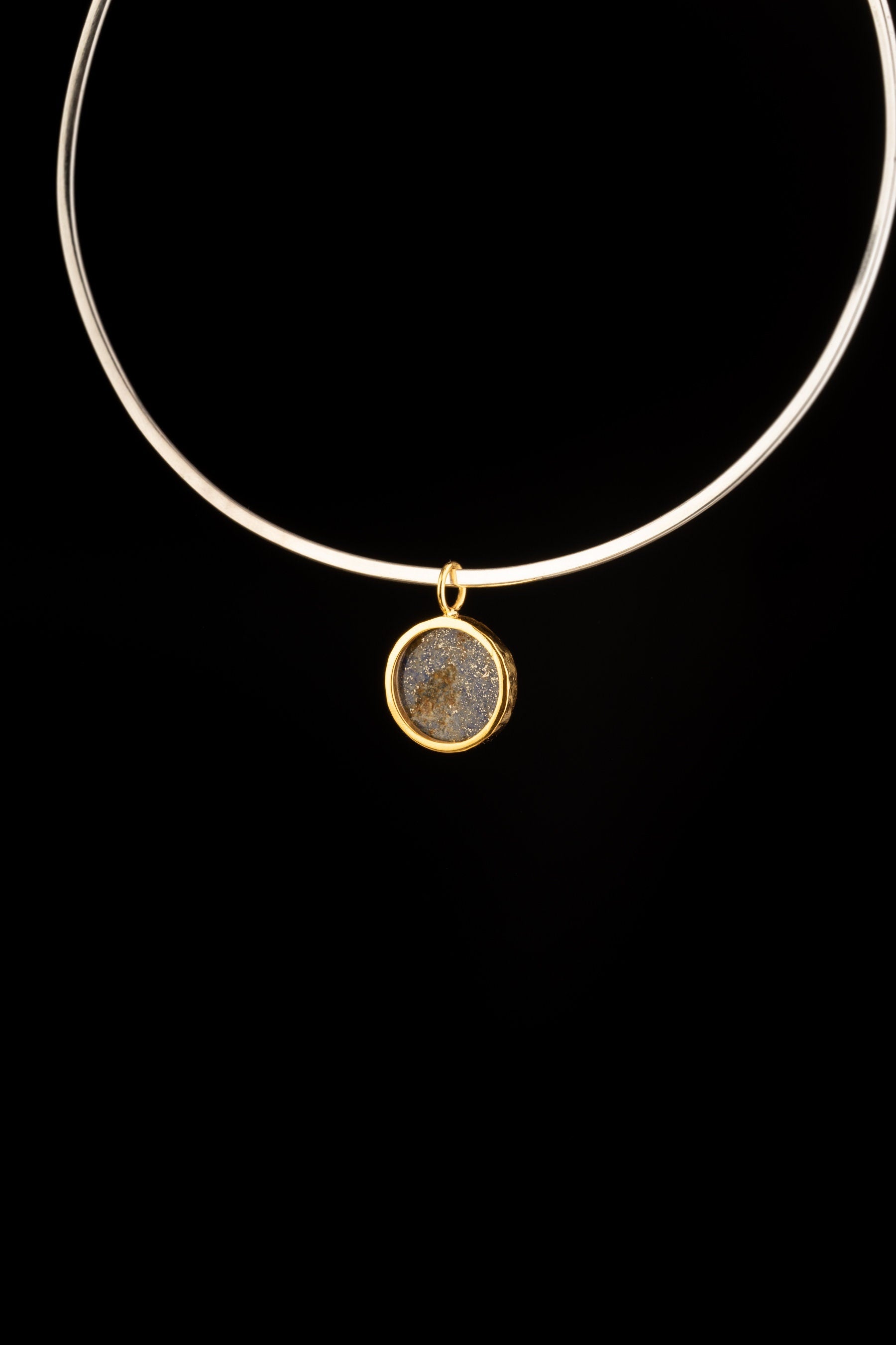 Lapis Lazuli Pendant 925 Sterling Silver Gold Plated Necklace Throat Third Eye Chakra Sagittarius Gift