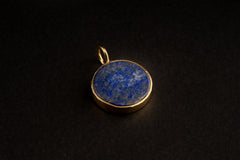 Lapis Lazuli Pendant 925 Sterling Silver Gold Plated Necklace Throat Third Eye Chakra Sagittarius Gift