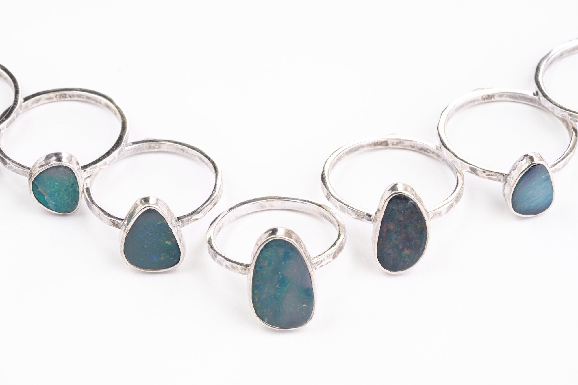 Australian Opal Ring 925 Silver Textured Band Rare Opal Doublet Crown Chakra Cancer Libra Pisces Jewelry