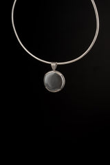 One Organically Shaped Pyrite - Crystal Pendant Necklace - 925 Sterling Silver - Strong hammered & textured finish