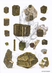 Idocrase Crystal Mineral High Resolution Digital Image 300 DPI Vintage Antique watercolour Illustration Print Poster, Wall Art