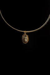 Australian Opal in Matrix - Gold Plated Textured Sterling Silver - Crystal Charm Pendant