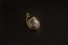 Australian Opal in Matrix - Gold Plated Textured Sterling Silver - Crystal Charm Pendant