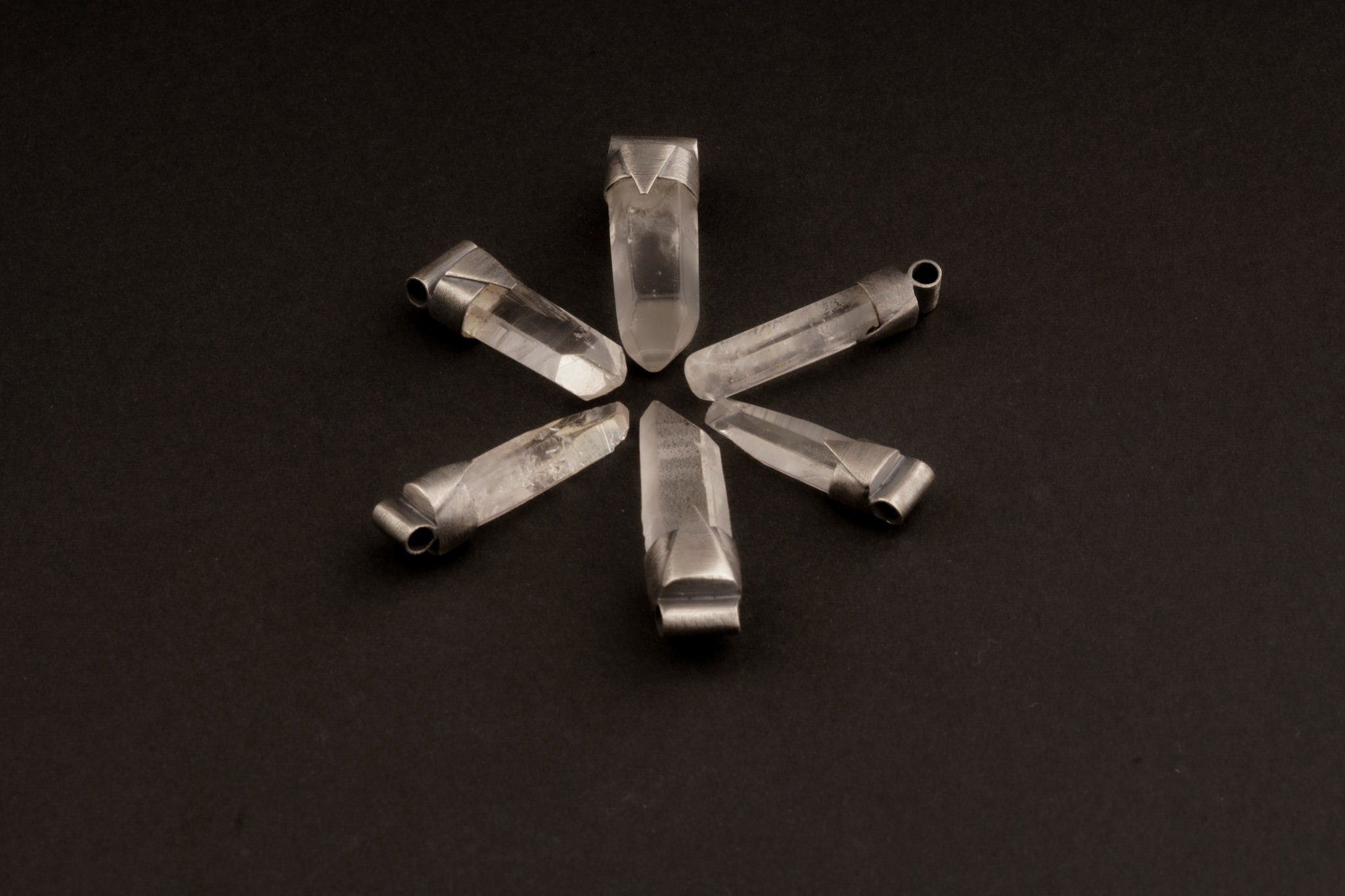 Rainbow Quartz Stack Pendant shown beside a ruler for scale with 2.5 mm tubular bail and oxidized silver cap.