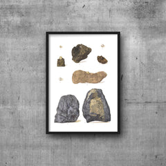 Diamond & Graphite Crystal Mineral High Resolution Digital Image 300 DPI Vintage Antique watercolour Illustration Print Poster, Wall Art