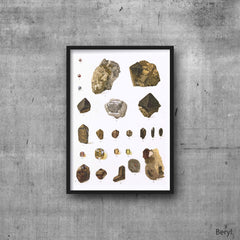 Spinal Zircon Crystal & Mineral High Resolution Digital Image 300 DPI Vintage Antique watercolour Illustration Print Poster, Wall Art