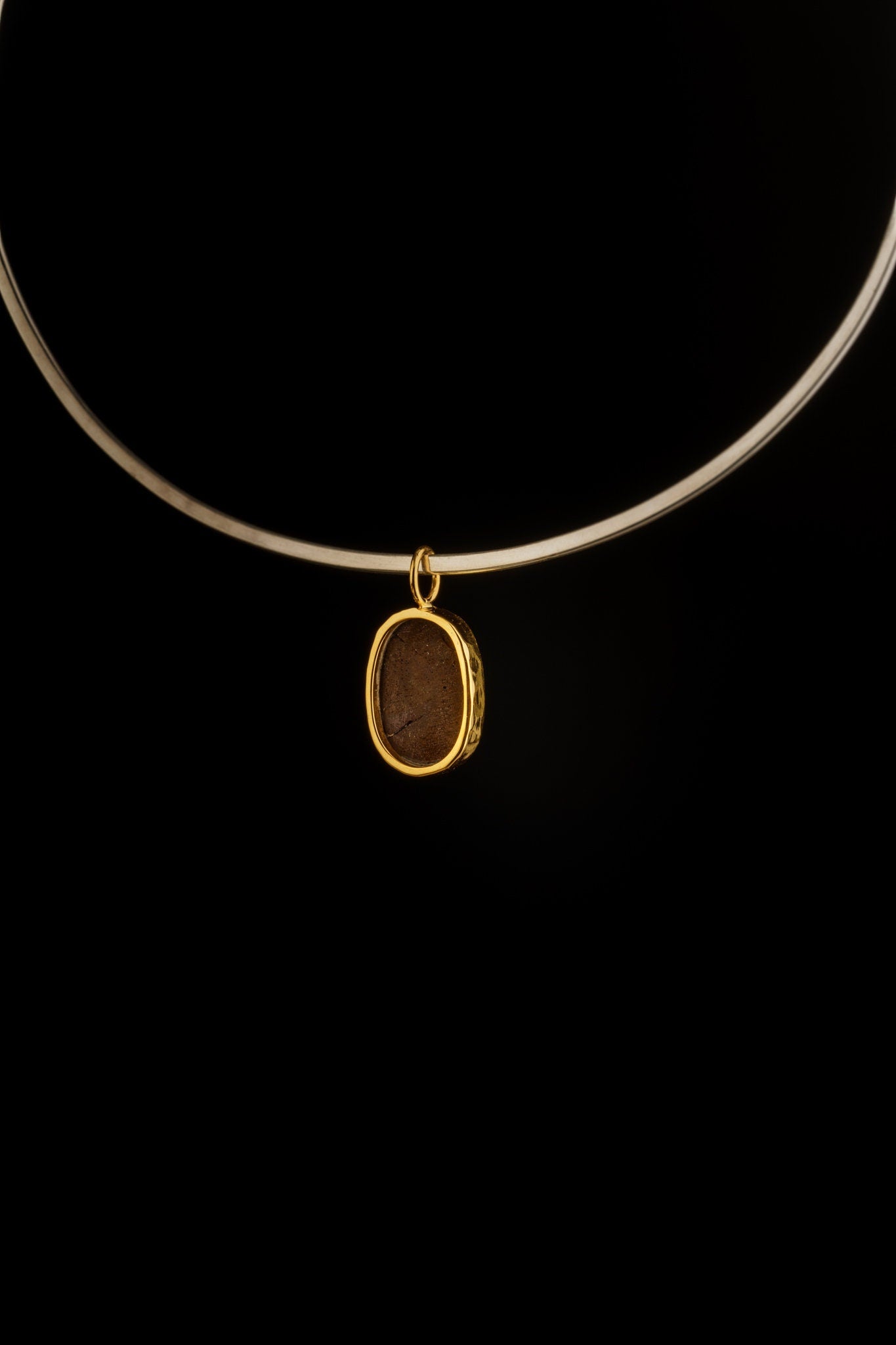 Australian Opal in Matrix - Gold Plated Textured Sterling Silver - Crystal Charm Pendant