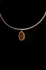 Australian Opal in Matrix - Gold Plated Textured Sterling Silver - Crystal Charm Pendant