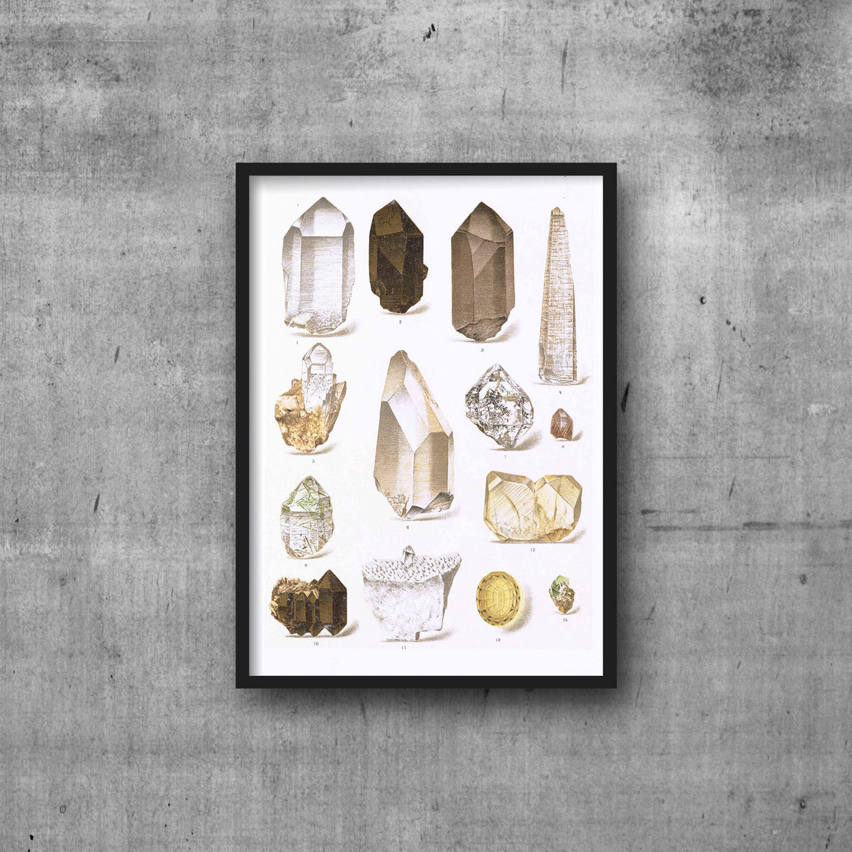 Print Pack - Quartz Crystal High Resolution Digital 300 DPI Image, Poster, Art Antique Mineral watercolour Illustration & Post Card Format