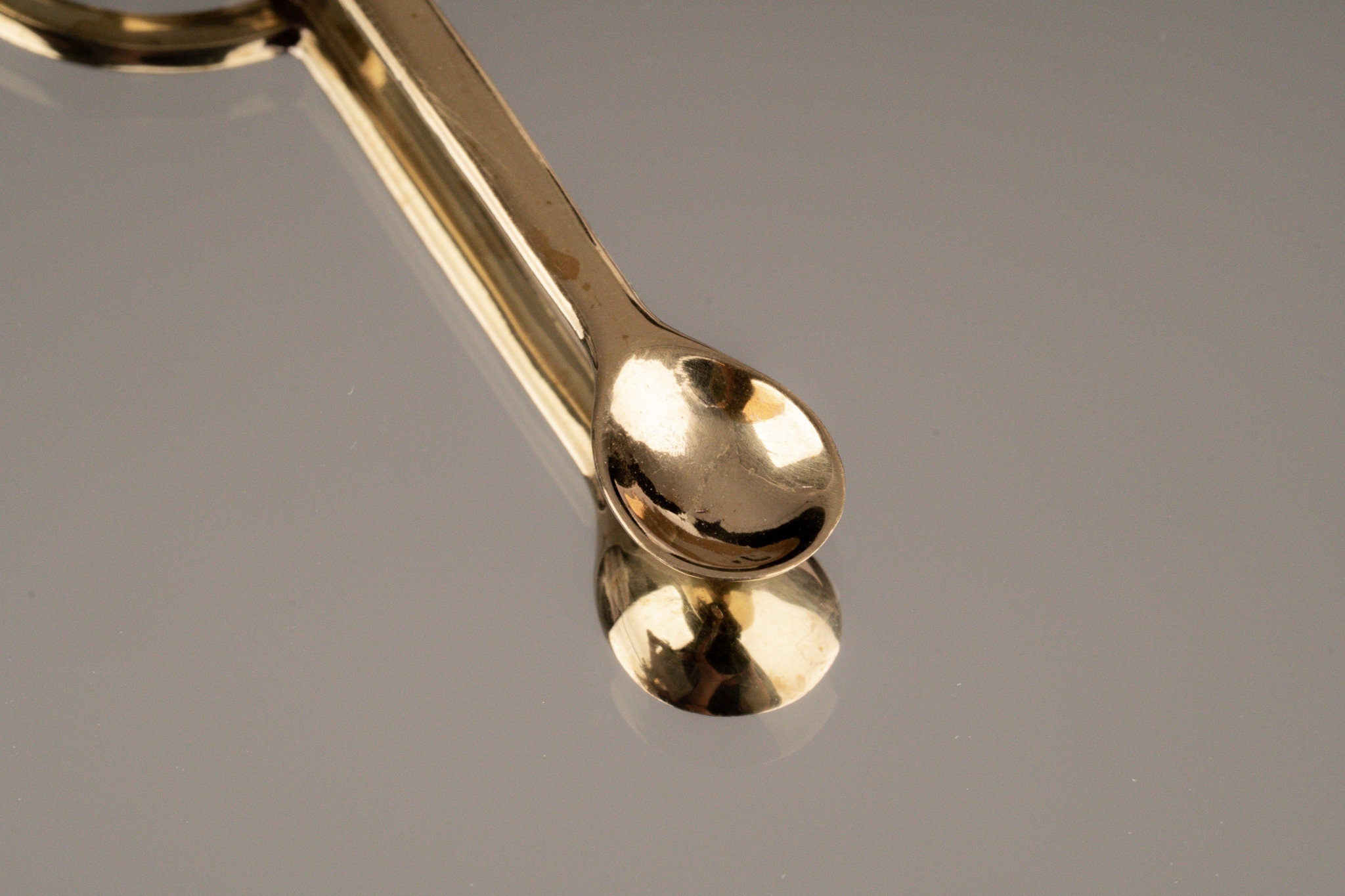 Volcanic Obsidian Spice Spoon Necklace: Gold Plated Brass Pendant