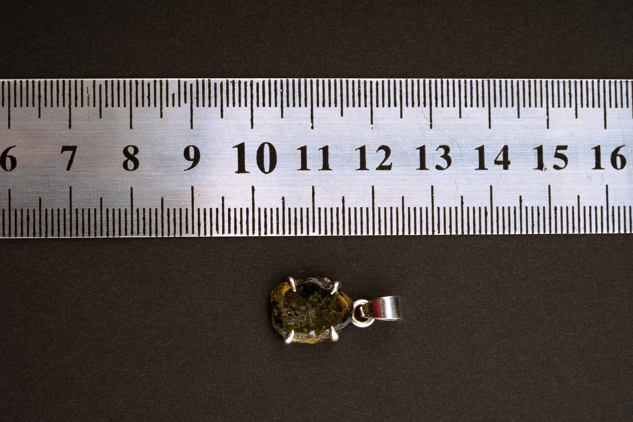 Small Green Tourmaline Slice Pendant Necklace, Silver Claw Setting, Heart Chakra, Libra Zodiac, Emotional Healing, Unique Gift