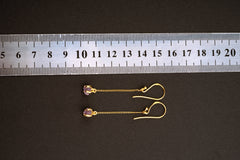 Raw deep purple Amethyst gem - Gold plated - Sterling Silver - Claw / Prong dangle hook crystal Earring