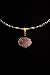 Raw Ruby Pendant: Gold Plated Sterling Silver Crystal Necklace