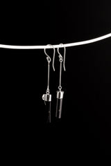 Raw Black Tourmaline Sticks & Herkimer Diamond - 925 Sterling Silver - Dangle Earring