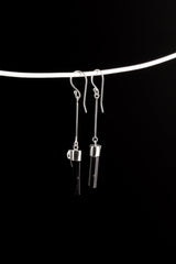 Raw Black Tourmaline Sticks & Herkimer Diamond - 925 Sterling Silver - Dangle Earring