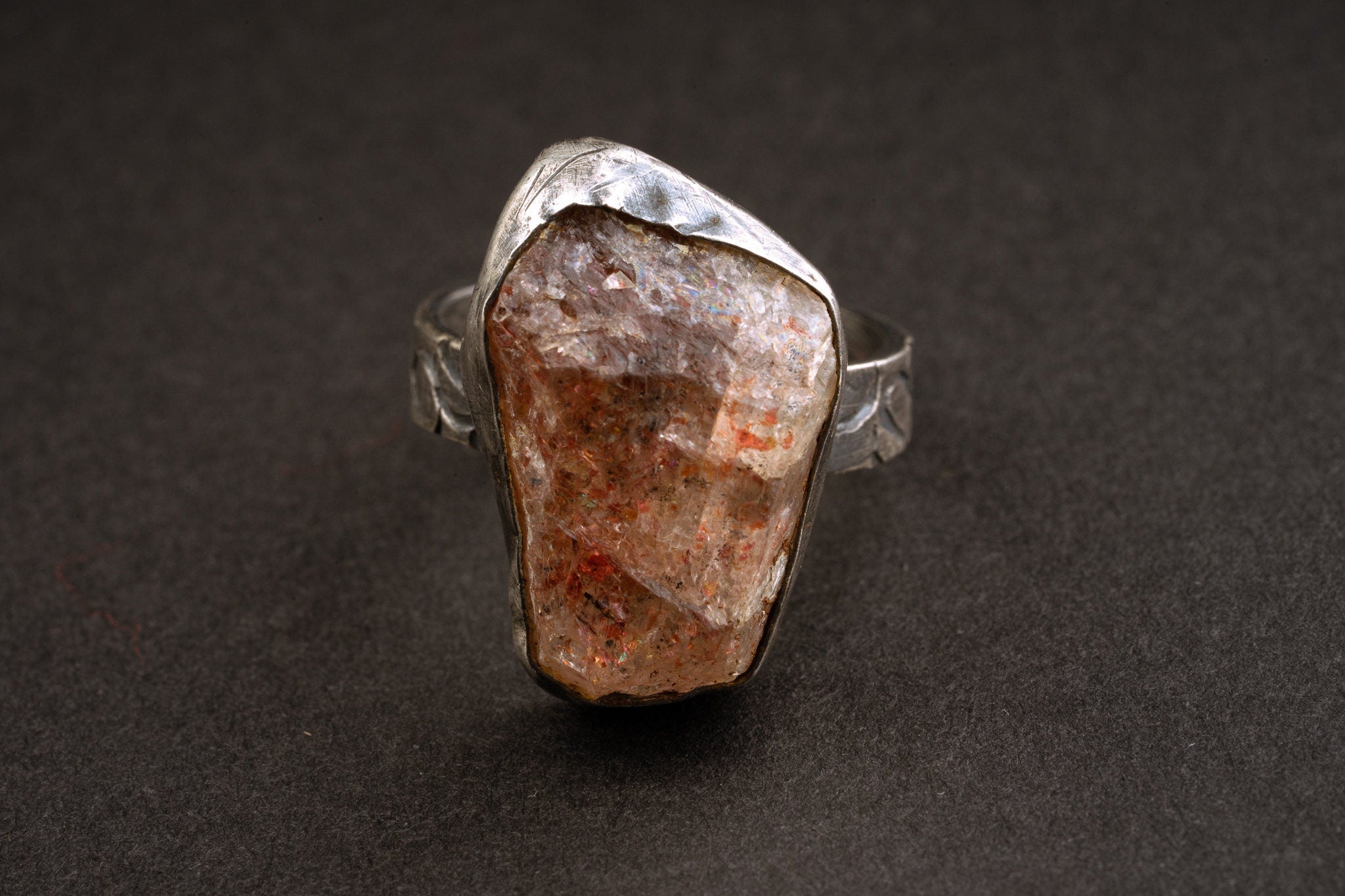 Sunstone Ring 925 Sterling Silver Handmade Sacral Solar Plexus Chakra Leo Libra Luck Confidence Jewelry Gift Size 5 US