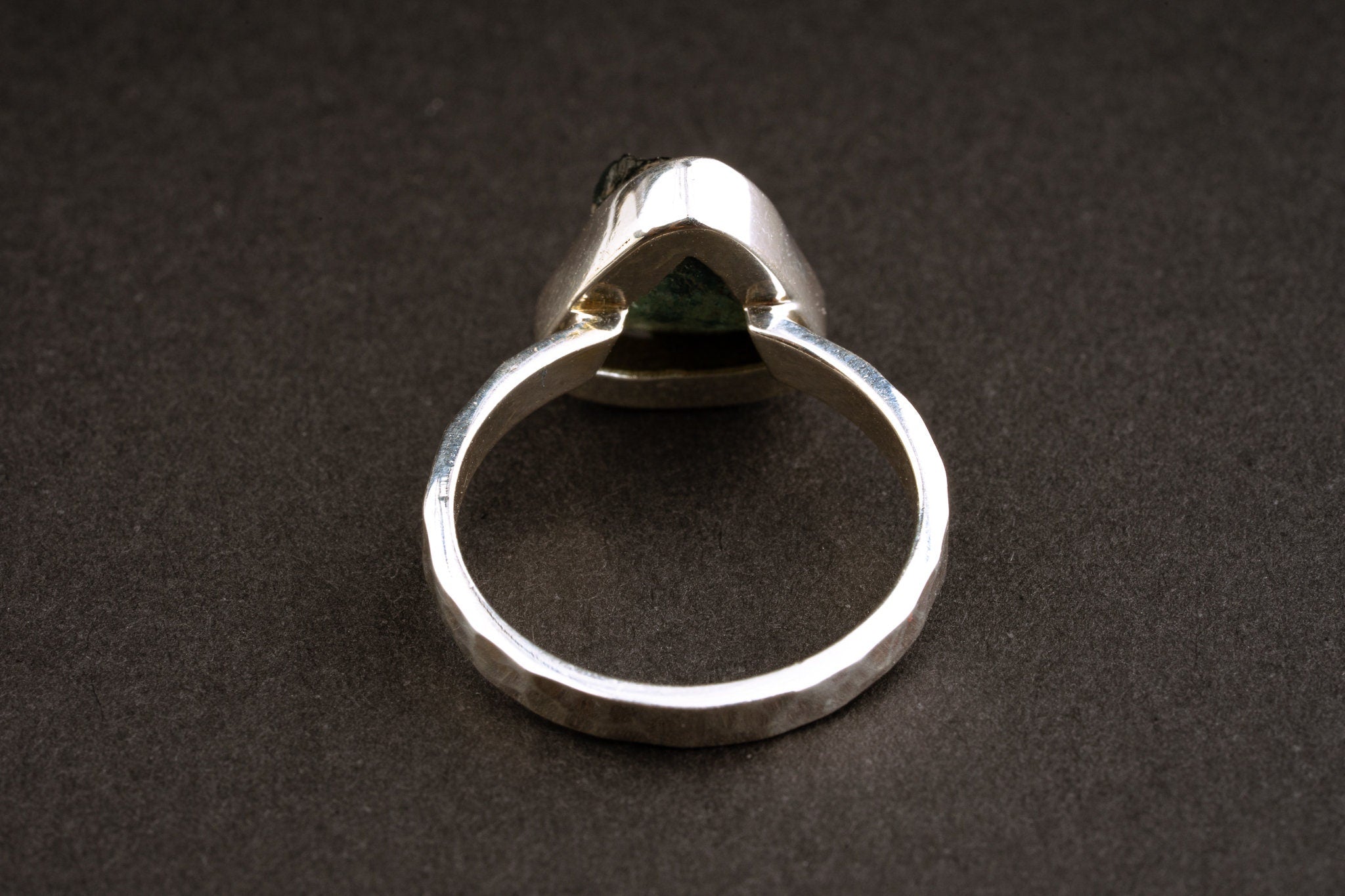 Raw Blue Tourmaline - 925 Sterling Silver WAS GOLD PLATED - Size 6