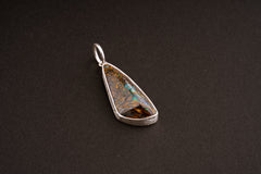 Boulder Opal Pendant: Australian Matrix Opal, 925 Silver Setting