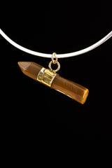 Cut Brown Agate Crystal Pendant, Oxidized Brass Band Setting, Neckpiece for Grounding and Stability, Unique Gift