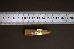 Cut Brown Agate Crystal Pendant, Oxidized Brass Band Setting, Neckpiece for Grounding and Stability, Unique Gift