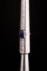 Faceted Lapis Lazuli Cabochon - Large ( Men's ) - Size 12 1/2 US - 925 Sterling Silver - Hammer Textured Oxidised